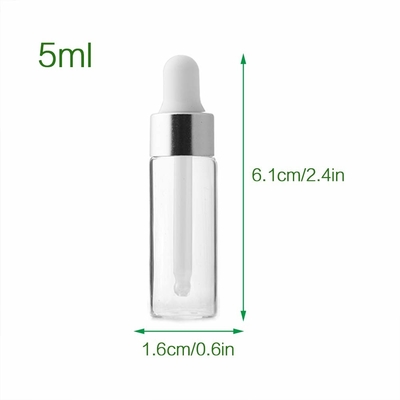 Botol Minyak Esensial Mini 5ml Perak OEM ODM Botol Penetes Kaca