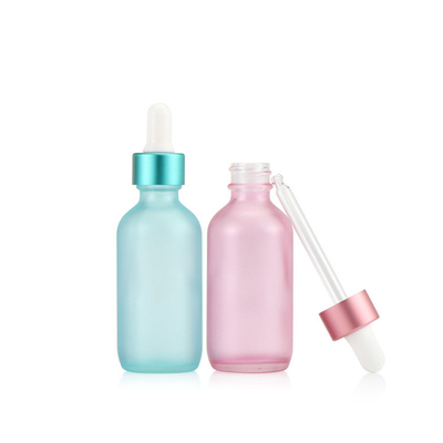 Semi Transparan Biru Merah Muda Kaca Penetes Botol Minyak Esensial Kosong 30ml