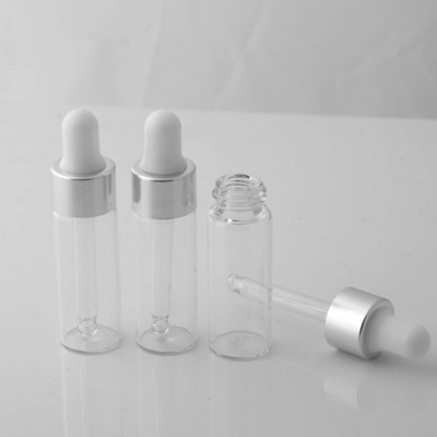 Botol Minyak Esensial Mini 5ml Perak OEM ODM Botol Penetes Kaca