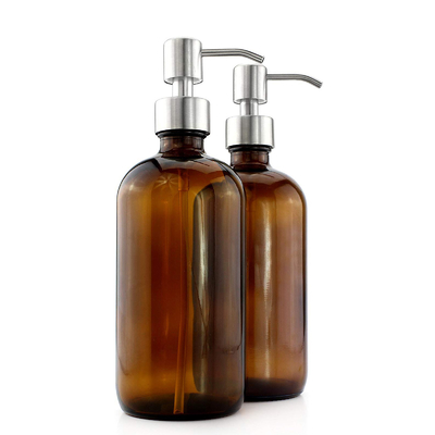Botol Lotion Kaca Coklat 500ML Dengan Dispenser Pompa 28mm