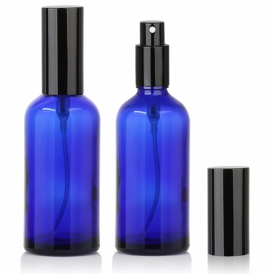 LinDeer 50ml Blue Glass Pump Botol Semprot Kosmetik Dengan Black Mist Sprayer