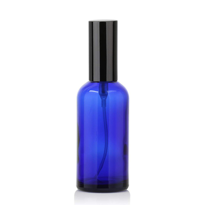 LinDeer 50ml Blue Glass Pump Botol Semprot Kosmetik Dengan Black Mist Sprayer