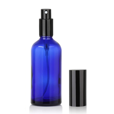 LinDeer 50ml Blue Glass Pump Botol Semprot Kosmetik Dengan Black Mist Sprayer